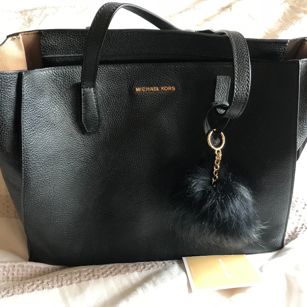 Michael Kors Black Leather Purse Tote - Mercer